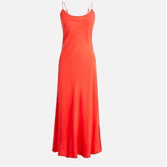 J. Crew Gwyneth Cupro-Blend Slip Dress in Persimmon Size 10 - Picture 2 of 6
